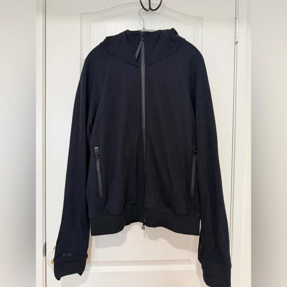 Performance Zip Hoodie Jacket Black Mens XL Athletic Training 100% Cotton